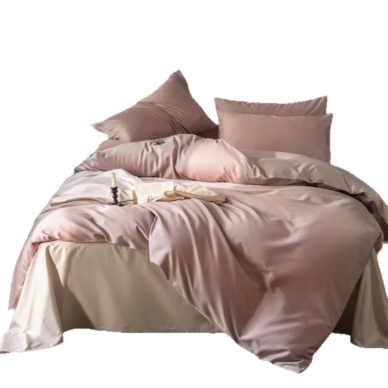 Set of four pieces in silky long fiber cotton to sleep naked cotton 1 5m1 8 duvet bed linen in pure cotton