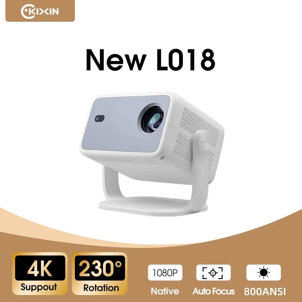 KIXIN L018 Proiettore intelligente Full HD 1080P 4K BT5.4 WiFi 6 supportato 800ANSI Messa a fuoco automatica Home Theater Proiettori cinematografici proiettore 4K