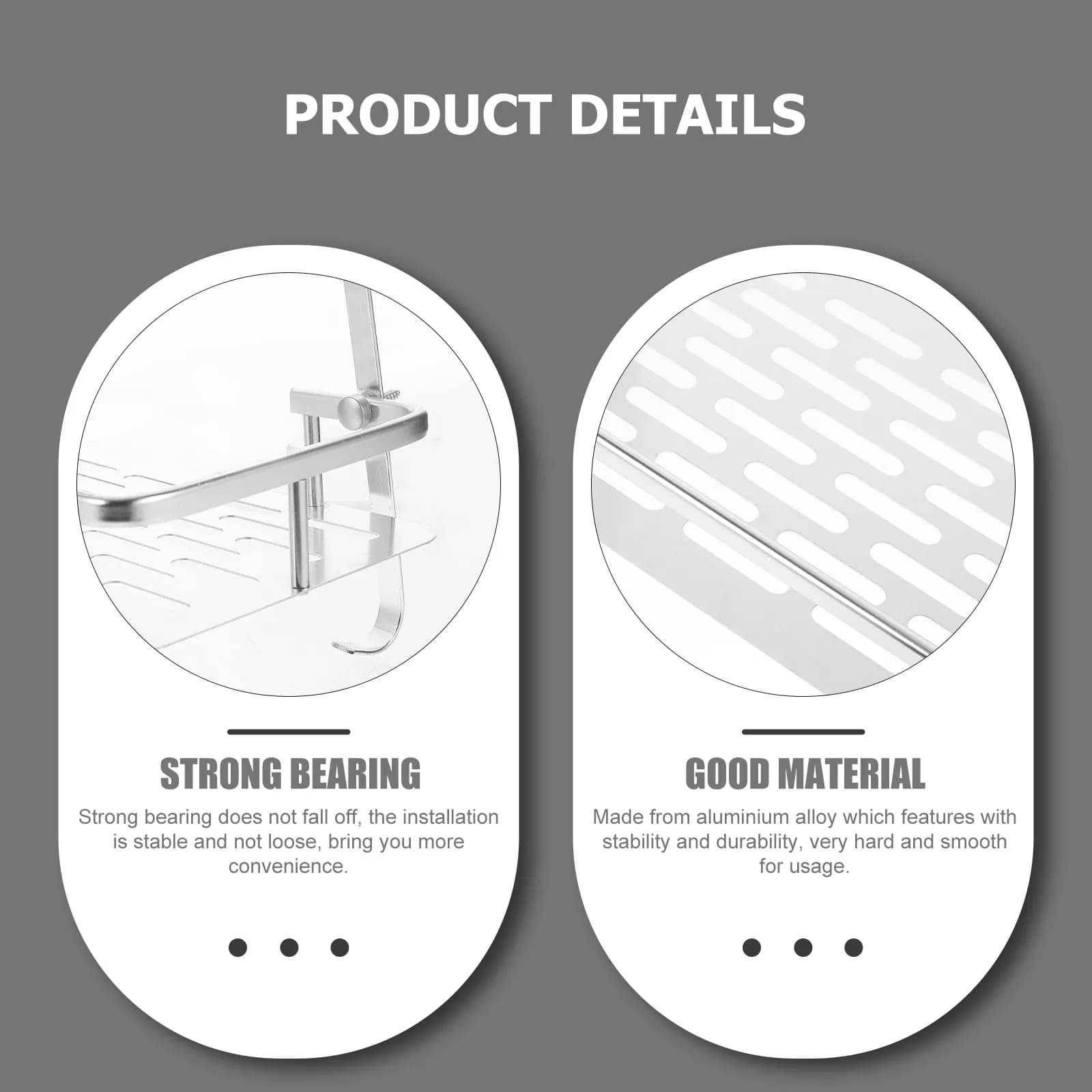 Aluminium Alloy Bathroom Wall Mounted Storage Rack Double Layer Drain Shelf for Shampoo Bottles Soap Organizer No Drill Adhesive