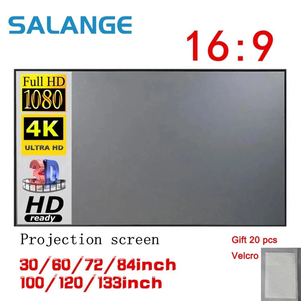 Schermo per proiettore anti-luce con tenda Salange 16:9, 100 Tessuto riflettente portatile da 120 pollici 3D HD per ufficio domestico all'aperto