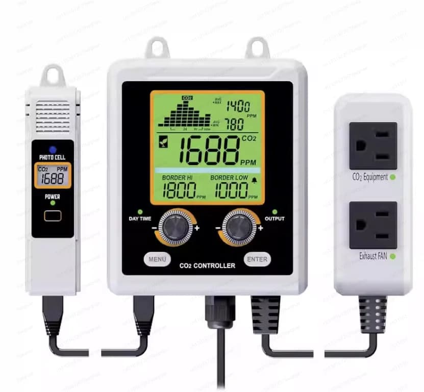 Controller di anidride carbonica, sensore di rilevamento NDIR a doppio canale, presa a doppio controllo, seme idroponico per serra