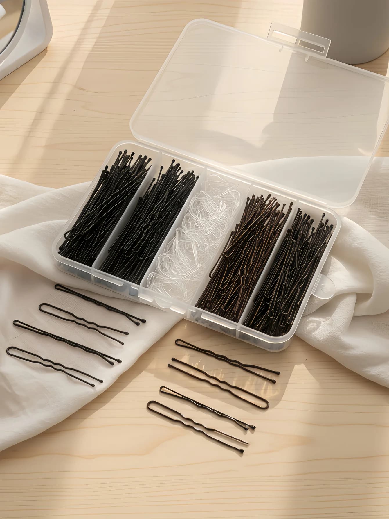 300Pcs Hair Accessories Kit Bobby Pins Hair Pins Hair Bands With Storage Box for Women & Girls Ideal for Buns & Daily Hairstyle