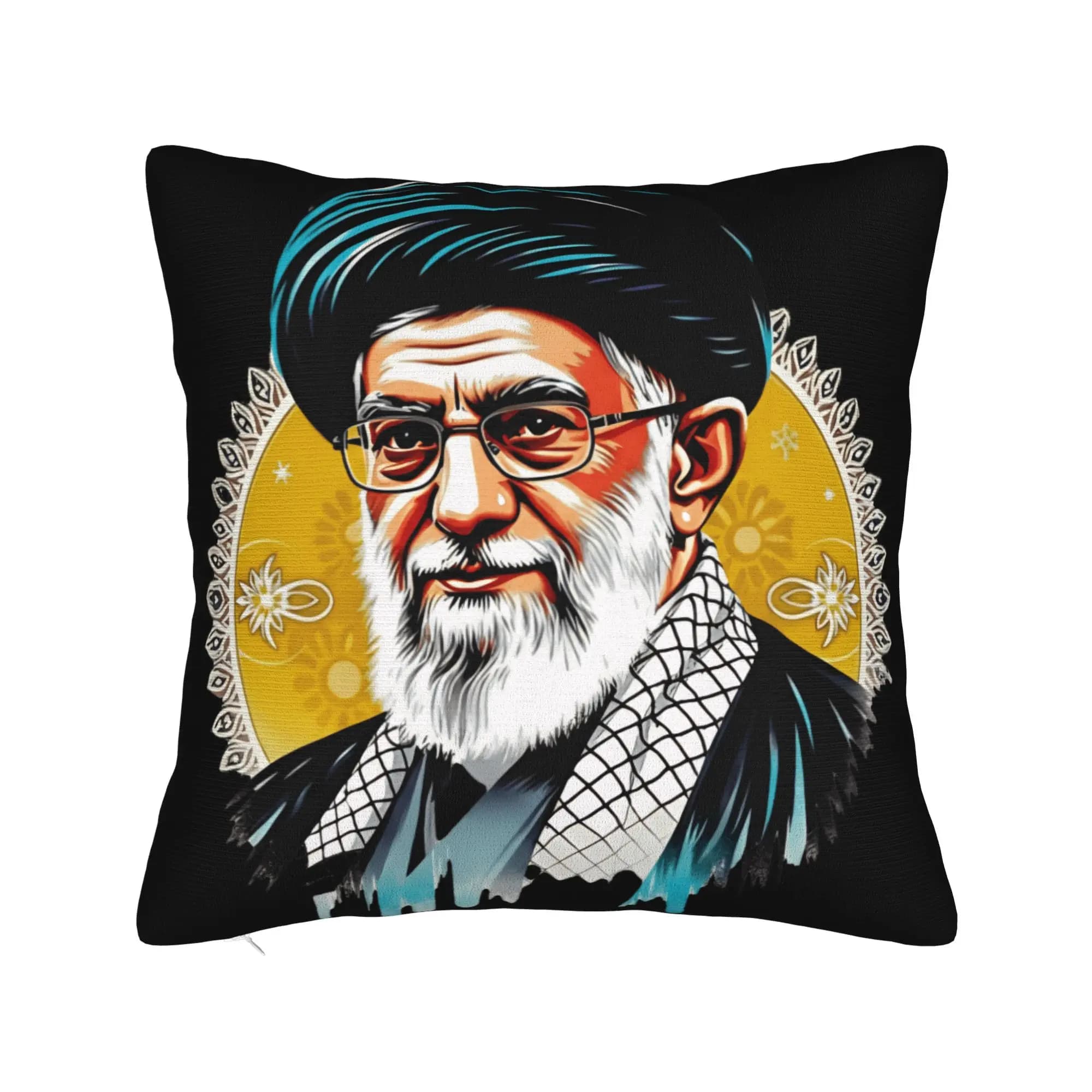 Federa per cuscino con stampa del ritratto del leader Ali Khamenei, federa divertente per soggiorno, letto, sedia