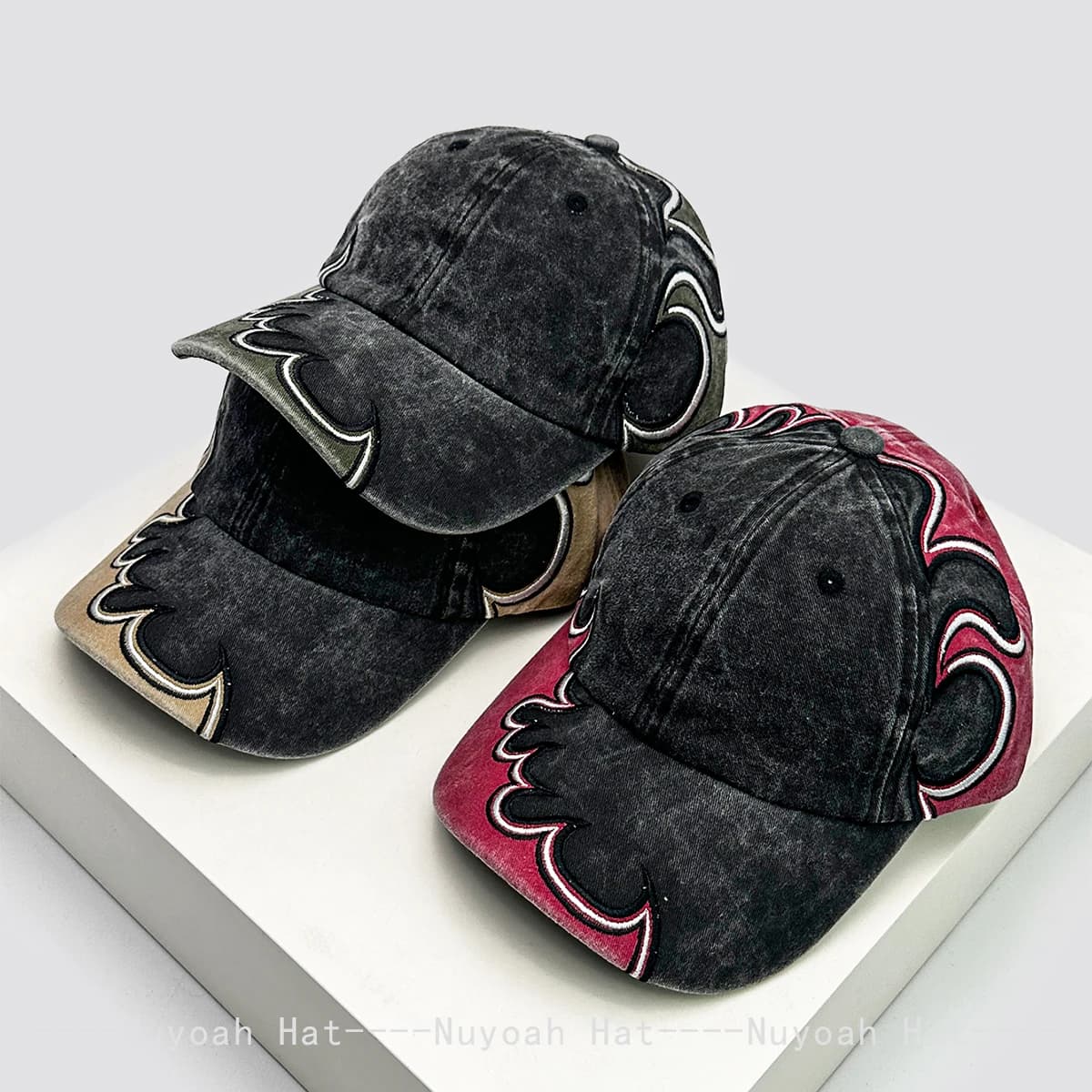 New Men Women American Street Embroidered Flame Baseball Hats Sunshade Hip Hop Versatile Personal Peaked Caps Street Fashion Ins