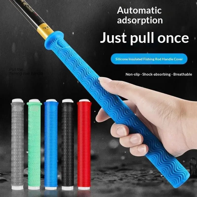Durable Silicone Fishing Rod Handle Grip Non Slip Shock Absorbent For Outdoor Fishing Supplies Universal Protective Cover