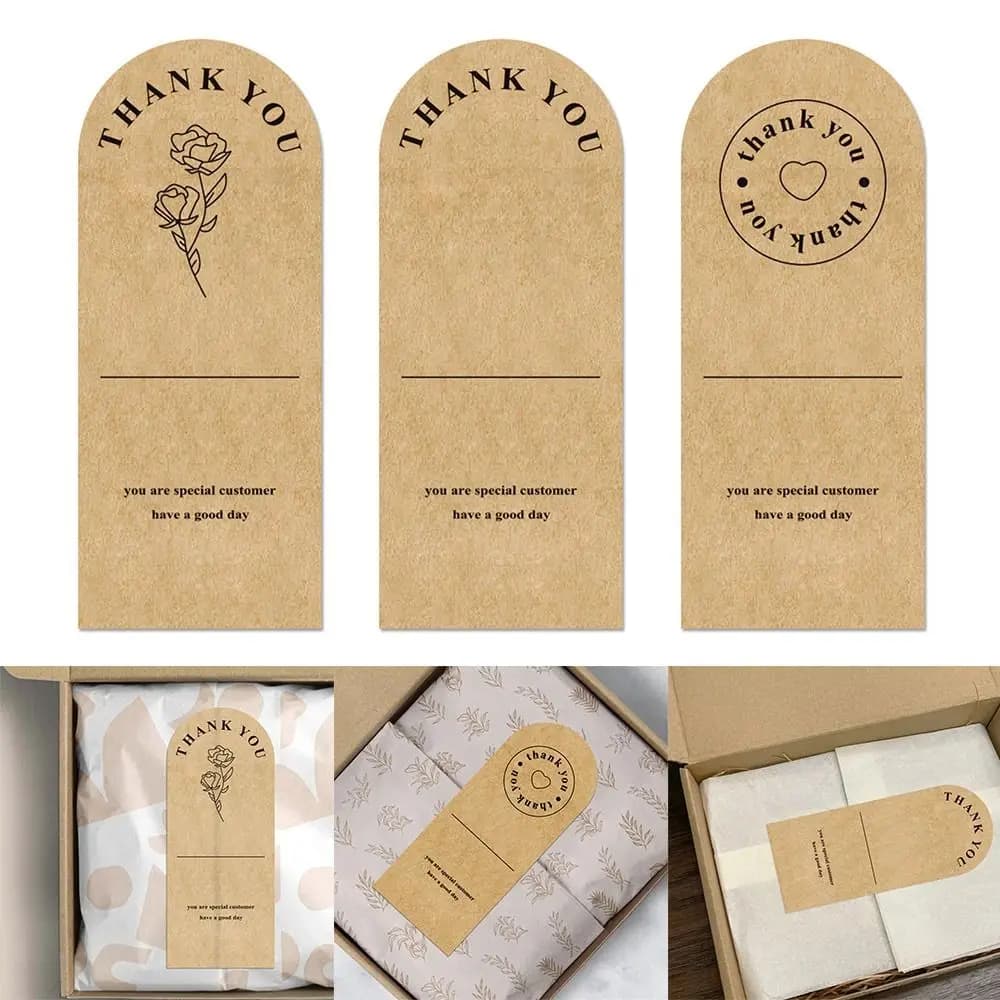 50 pezzi marrone grazie adesivi confezione di materie prime motivo floreale grazie decalcomanie bomboniere etichette da imballaggio in carta Kraft
