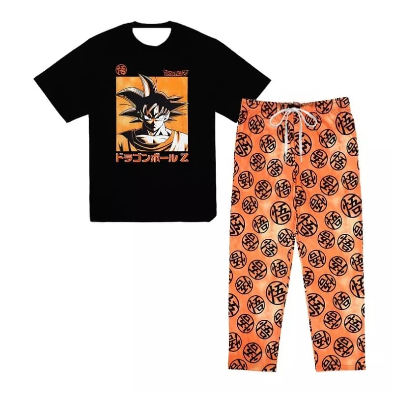 Pigiama Dragon Ball Z Goku Estate 2026, Set T-Shirt e Pantaloni a Gamba Larga con Stampa Anime Integrale per Adulti e Bambini, Comodo, ad Asciugatura Rapida, Morbido e Leggero