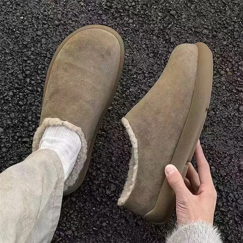 Pantofole Invernali da Donna in Camoscio con Fodera in Peluche, Scarpe da Casa Chiuse Antiscivolo con Suola Spessa per Interni ed Esterni, Comode Calzature per la Casa, Taglie Grandi