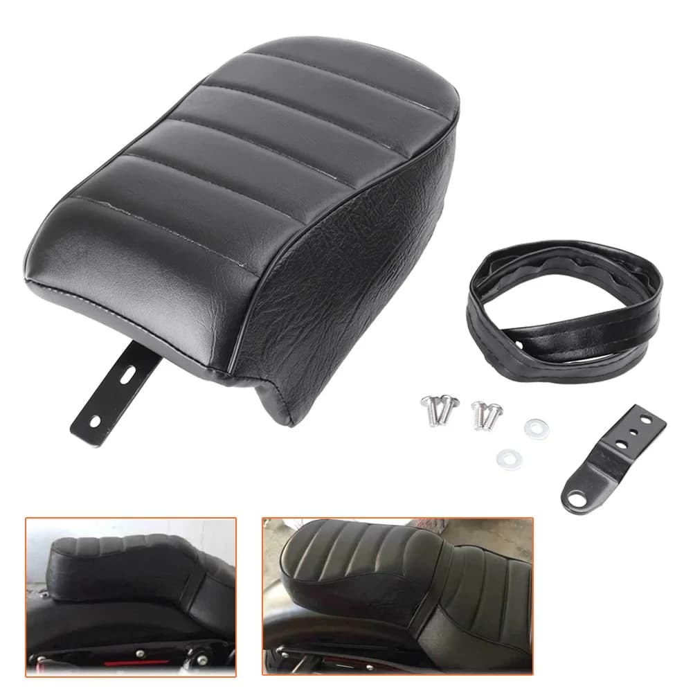 Motorcycle Rear Passenger Leather Seat Cushion Pillow Pillion Pad w/ Bracket for Harley Sportster Iron XL 883 2016 2017