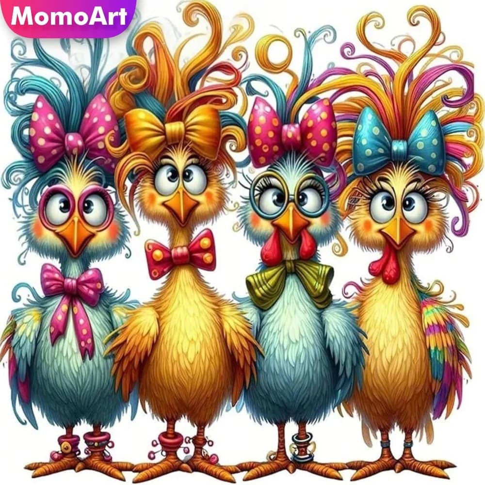 Momoart 5D DIY Diamond Embroidery Chicken Animal Diamond Mosaic Cross Stitch Kits Painting Cartoon New Collection Child Gift
