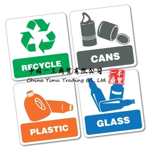 4x cartelli per contenitori, adesivi in vetro plastica per lattine di riciclo