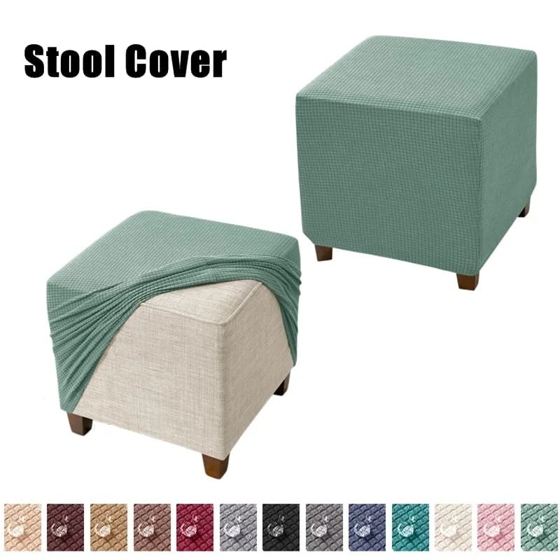 1 pz Copripouf in pile tinta unita, copertura elastica per poggiapiedi divano, fodera per poggiapiedi per l'arredamento della casa