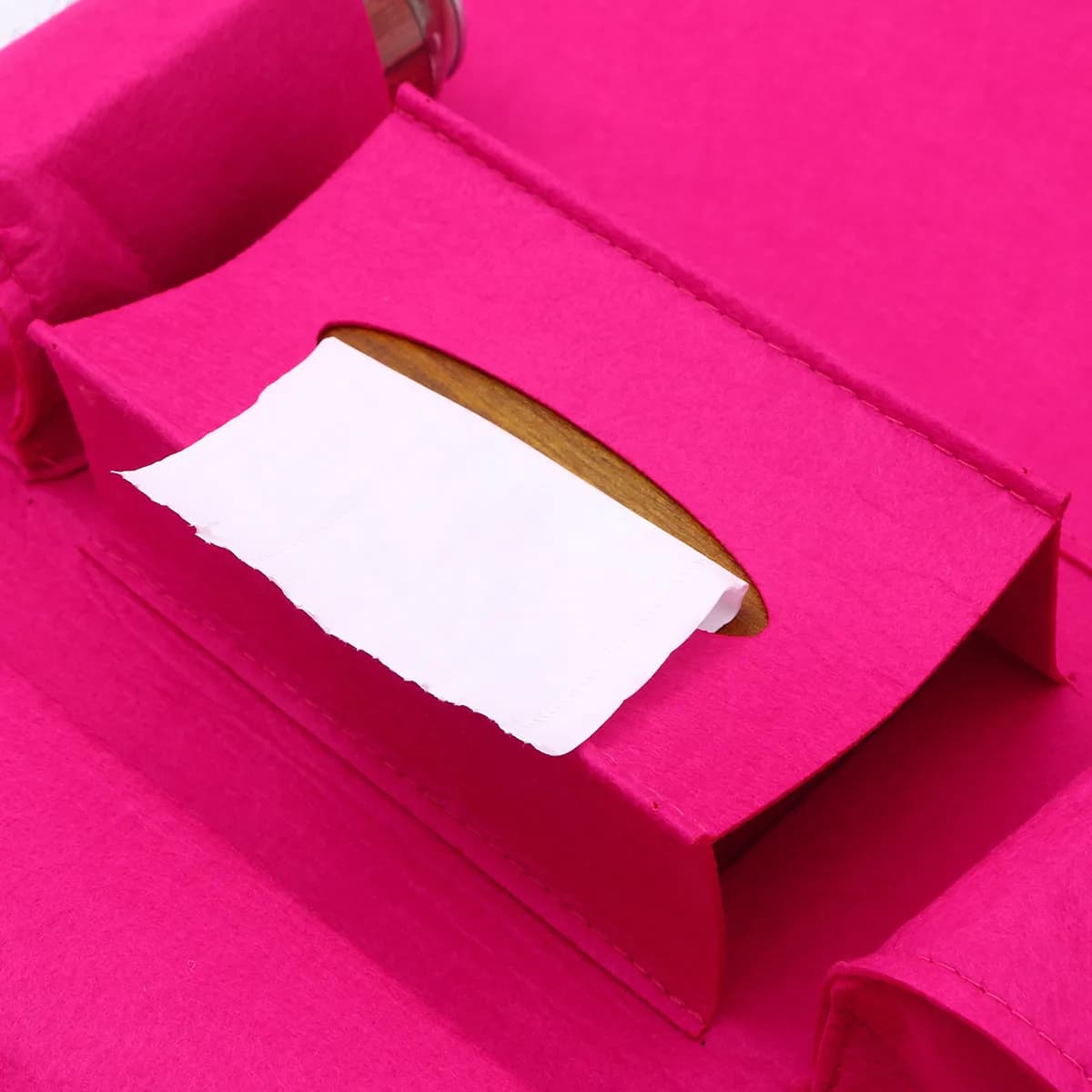 Car Backseat Storage Organizer Bag Rose Red Felt Material Large Capacity Multi-Pocket Holder for Document Bottle Tissue Box Car
