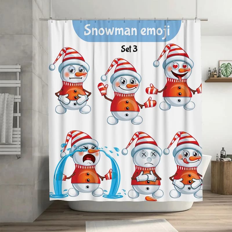 TU Simpatico pupazzo di neve Tenda da doccia Vacanze di Natale Decorazioni per il bagno Festivo Inverno a tema Tessuto impermeabile Decorazioni per la casa Regalo