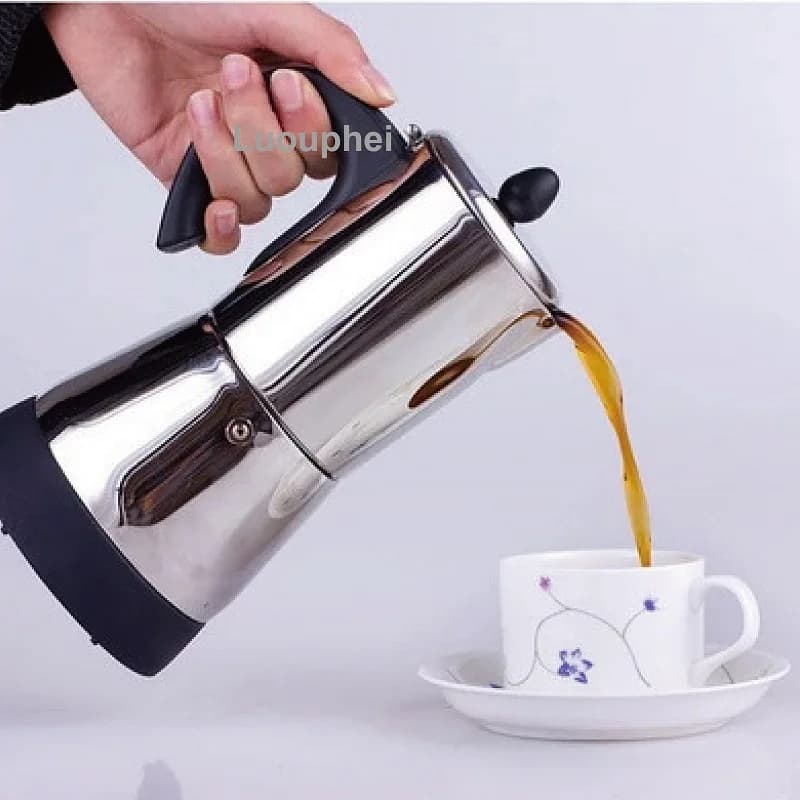 Caffettiera elettrica 220V 300ml 6 tazze in acciaio inossidabile moka caffettiera elettrica italiana caffettiera per la casa argento