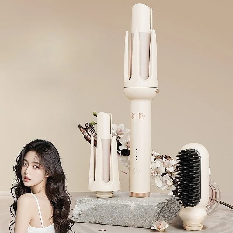 3-in-1 multifunction curling iron with interchangeable heads for large waves, ironing and automatic curling