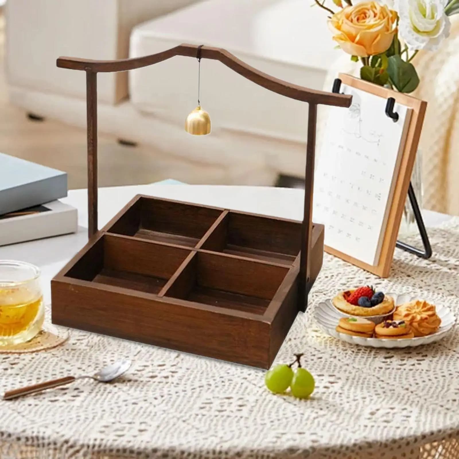 Vassoio Cinese per Frutta Secca, Piatto per Antipasti, Vassoio per Dessert per Matrimoni, Camere da Letto, Festival, Quadrato con 4 Scomparti