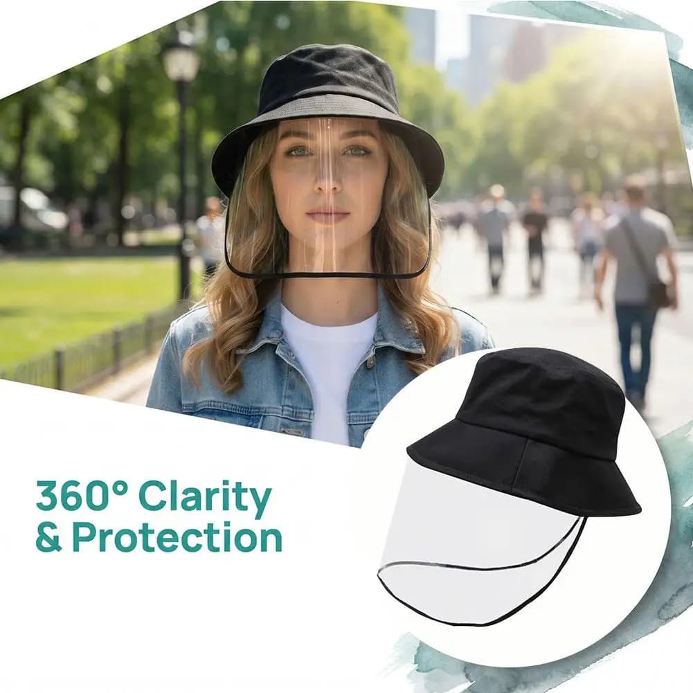 Cappello da Pescatore con Maschera Integrata Nero Antipolvere Antivento Anti-UV Protezione dalle Goccioline Essenziale per l'Esterno