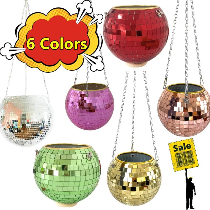 New disco ball hanging vase of flowers plants from inside bloom in style bohemian vases rope mirror hanging basket garden furniture jar