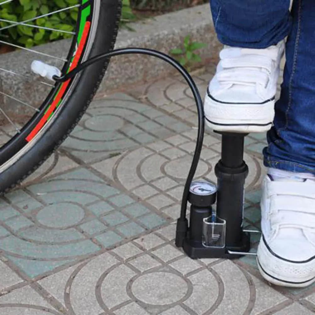 Pompa a pedale portatile mini da 1 pezzo per bici, pallacanestro, calcio, gonfiatore ad alta pressione con manometro, materiale ABS, multifunzione