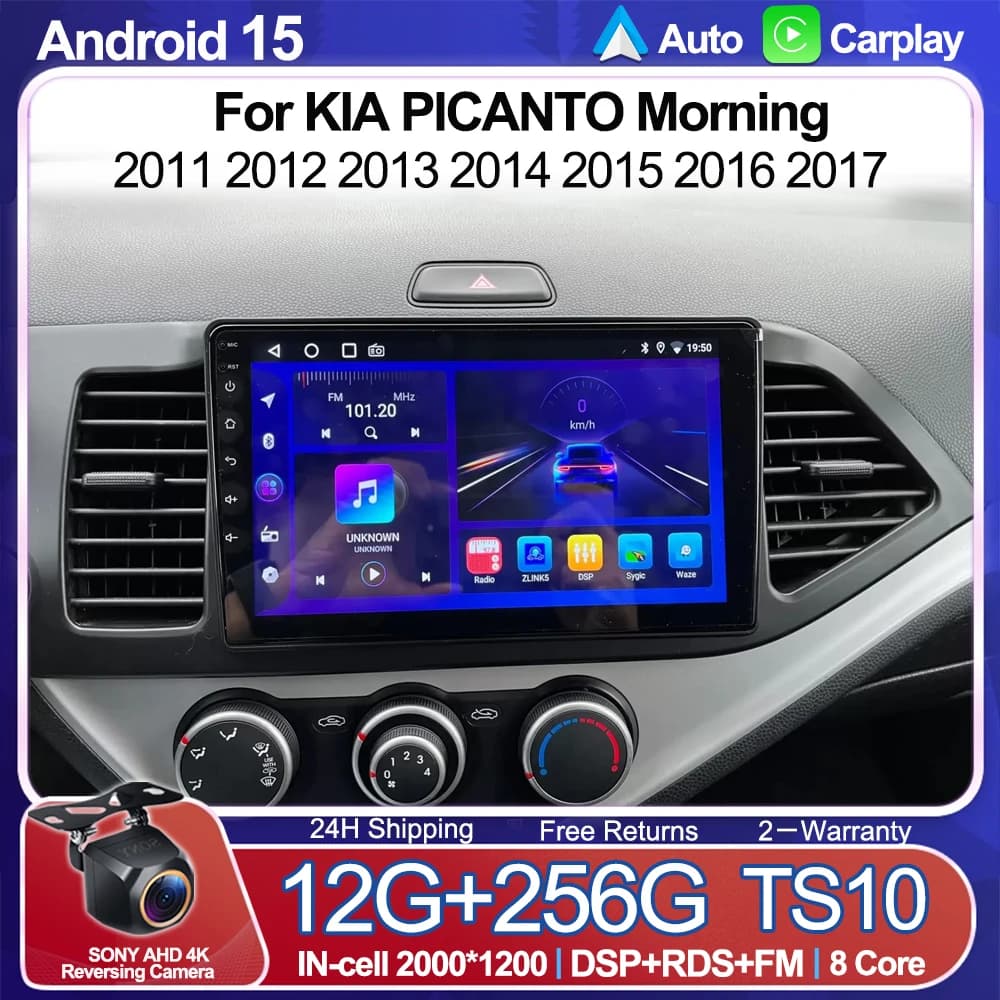 Auto Android 15 Per KIA PICANTO Morning 2011 2012 2013 2014 2015 2016 2017 Auto Radio Navigazione GPS Carplay Wirerless Multimedi