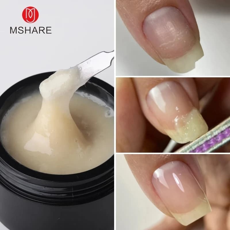 MSHARE Unghie Naturali Fibra di Vetro Costruttore di Estensione delle Unghie Gel Trasparente Bianco Rosa Riparazione Rotto 50ml 50g