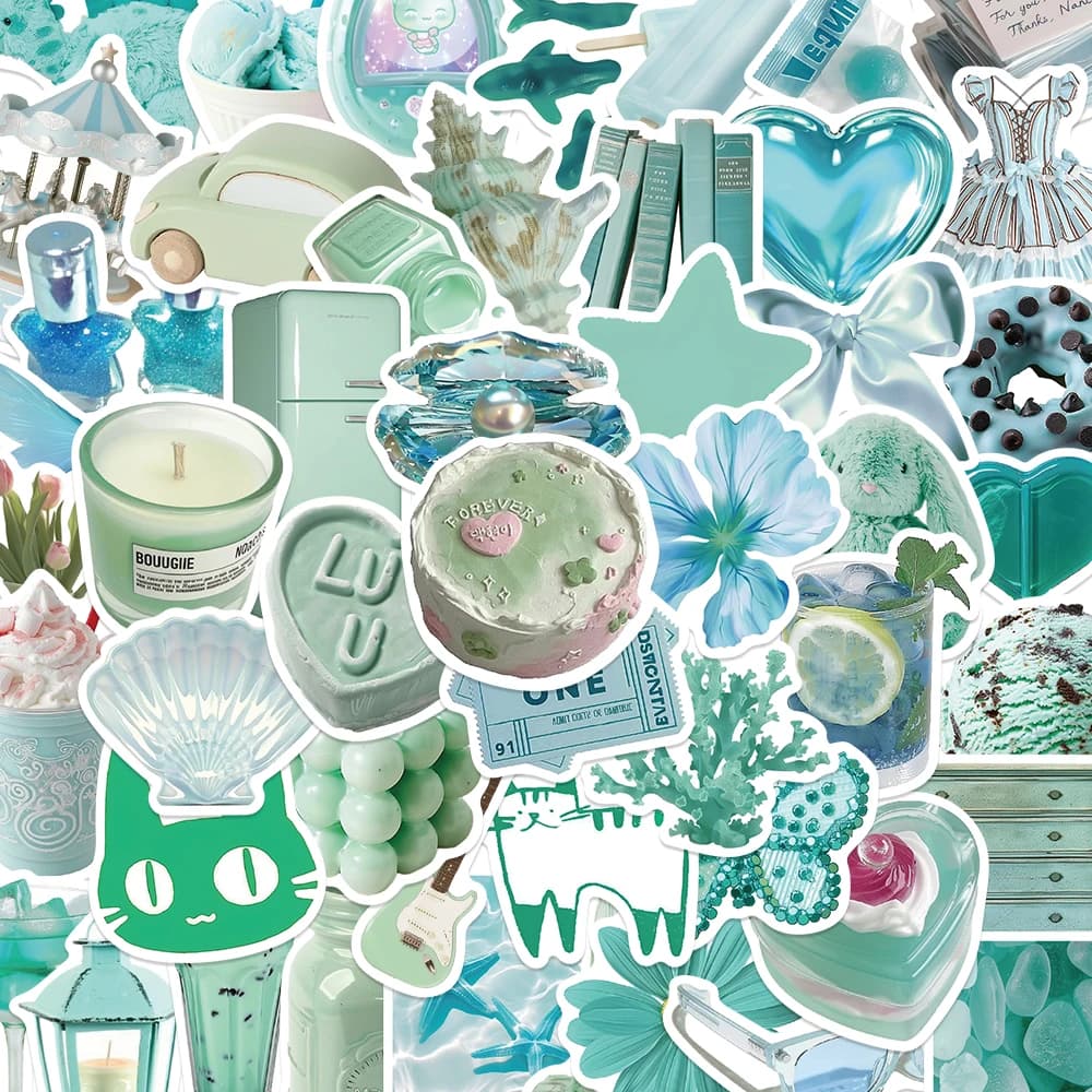 50 pz Menta Mambo Verde Ins 3D Estate Fresco Adesivi FAI DA TE Diario Scrapbooking Ipad Auto Moto Ufficiale Decalcomanie Decorative Adesivo