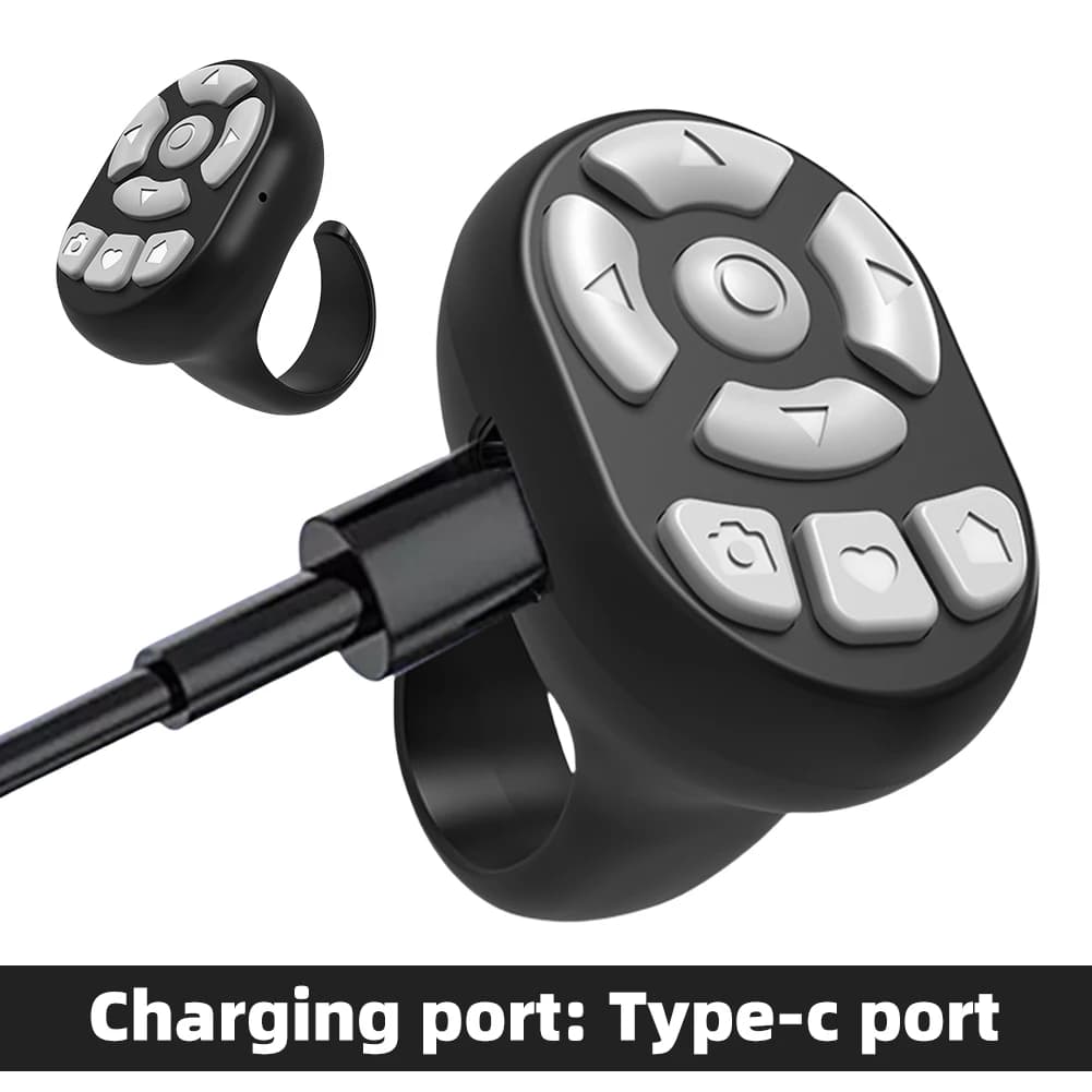 Mini Telecomando Bluetooth per Smartphone, Controller per Selfie Stick e Fotocamera, Controllo Video con Punta delle Dita per iPhone e iPad