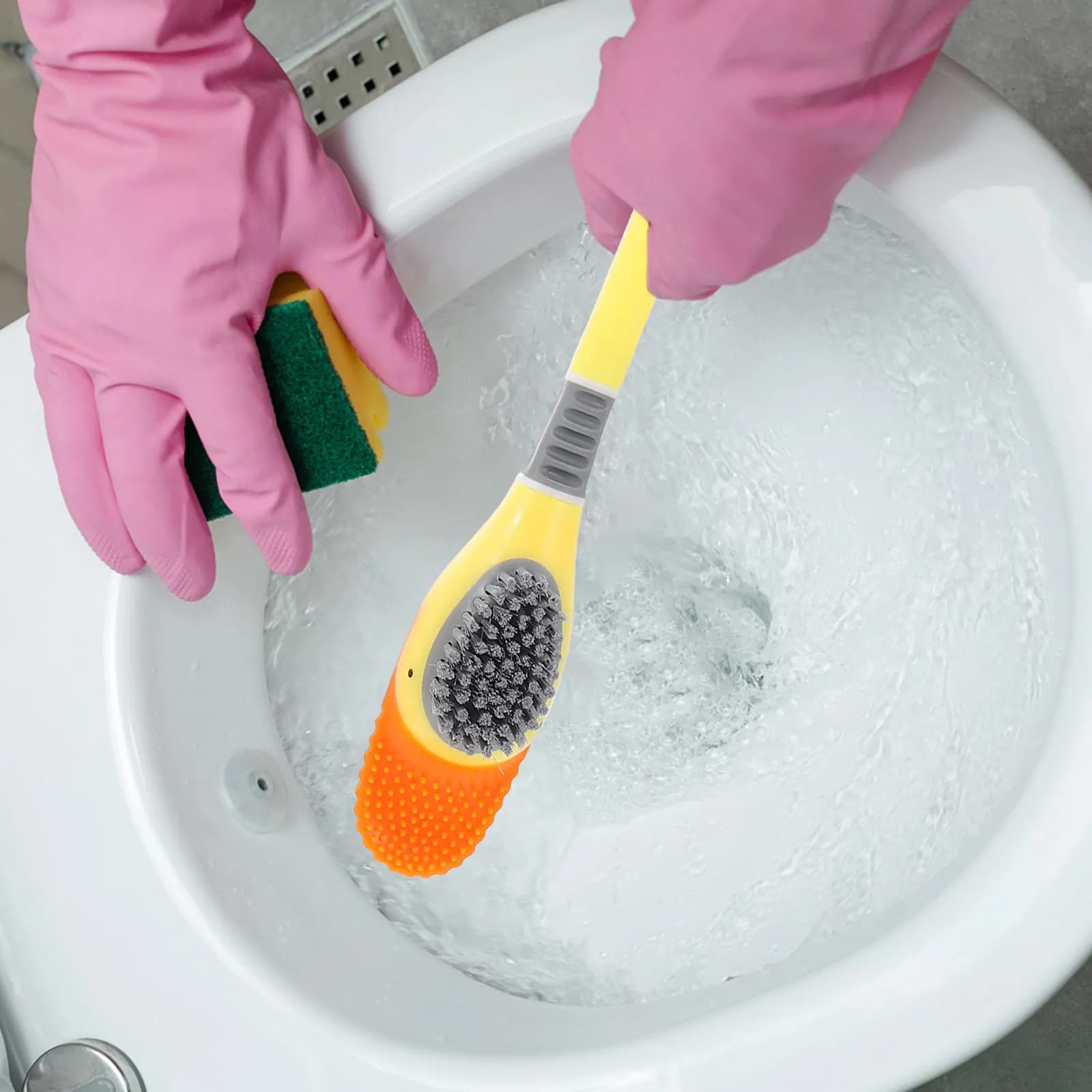 1 set di spazzole per WC da bagno, design compatto, resistente all'usura, professionale, per uso domestico, ergonomica, riutilizzabile, senza perforazione