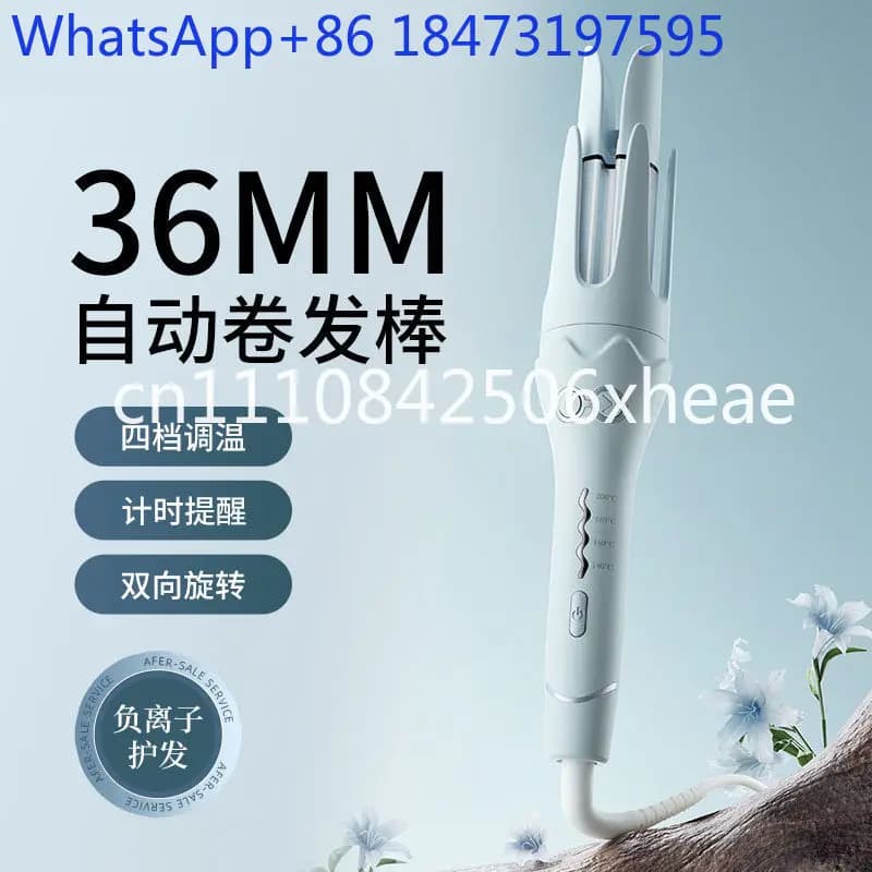 Fully automatic 36 mm curling iron for large waves, with negative ions, for oversize curls and permanent fixing, ideal for dormitory