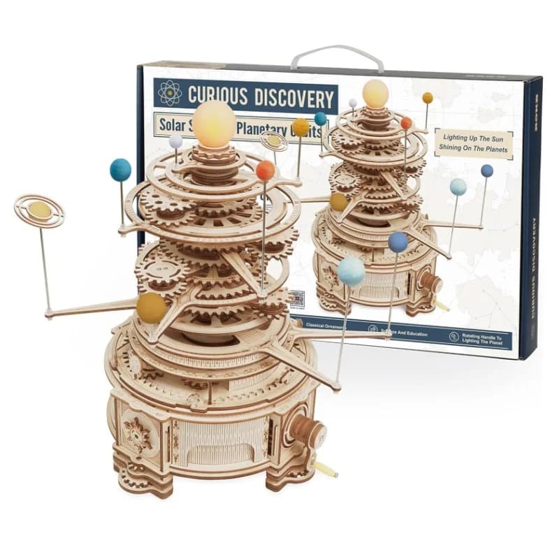 Robotime Rokr 316PCS Swivel Mechanical Orrery FAI FROM TE Model Wood Building Block Mounting Kit Toy Gift for Children Age ST001