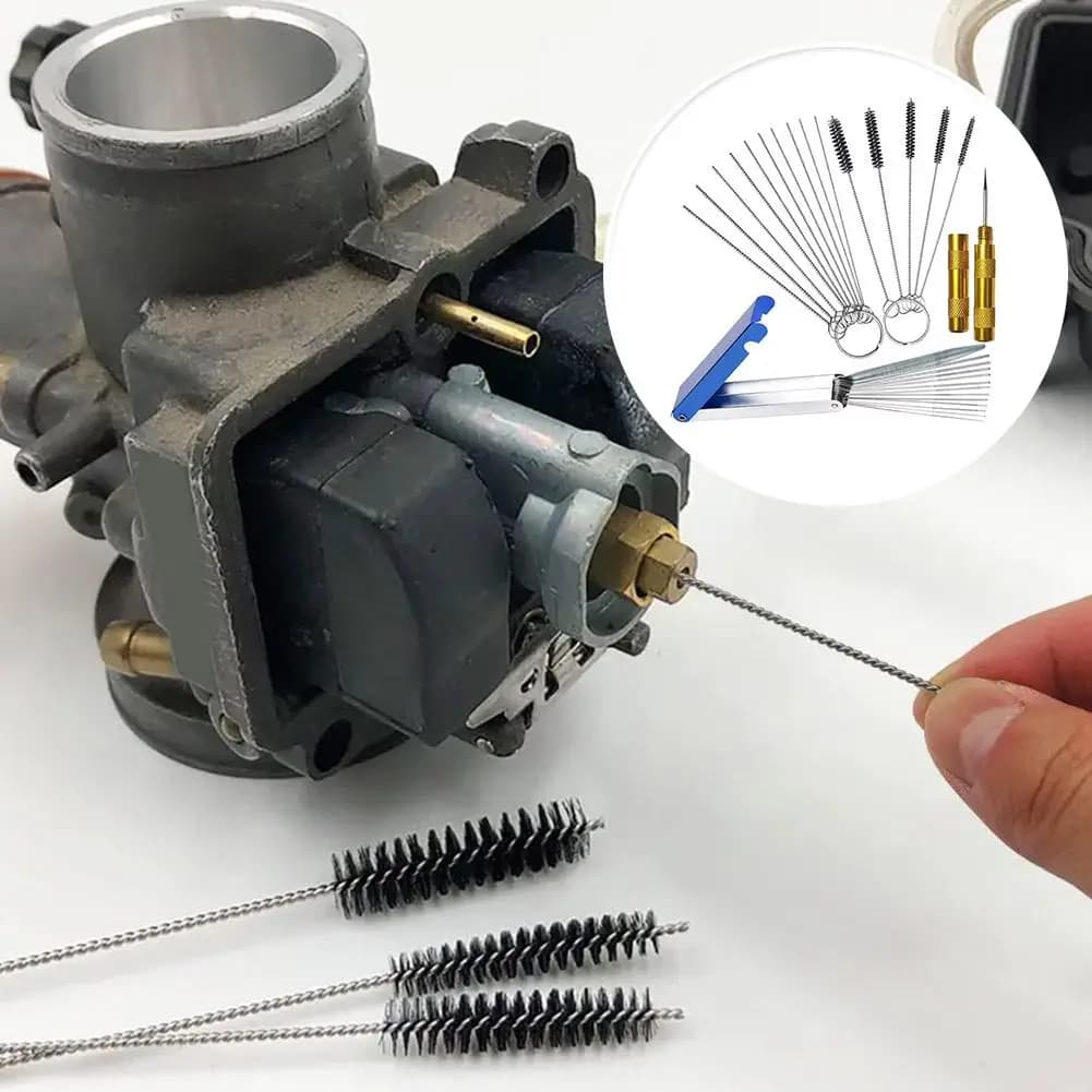 Set di strumenti universali per la pulizia dell'auto: aghi e spazzole per la rimozione di carbonio e sporco dal carburatore, per auto, moto e motoseghe