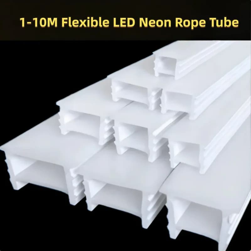 10M Recessed Flexible Led Neon Rope Lamp Silicone Tube Waterproof Channel Diffuser Soft Tape Ribbon Home Diy Linear Decor Light