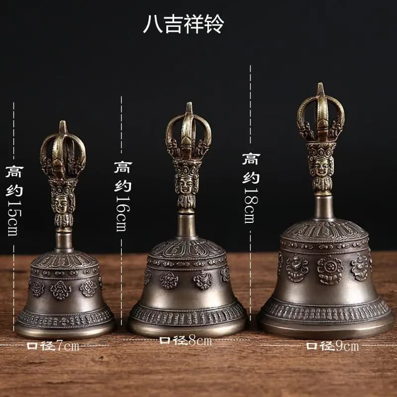 Tibet Tibetan Nepal vajra five-pronged vajra bell copper bell Statue Ornament Home Office Cabinet Deco Desktop Decor Figurines
