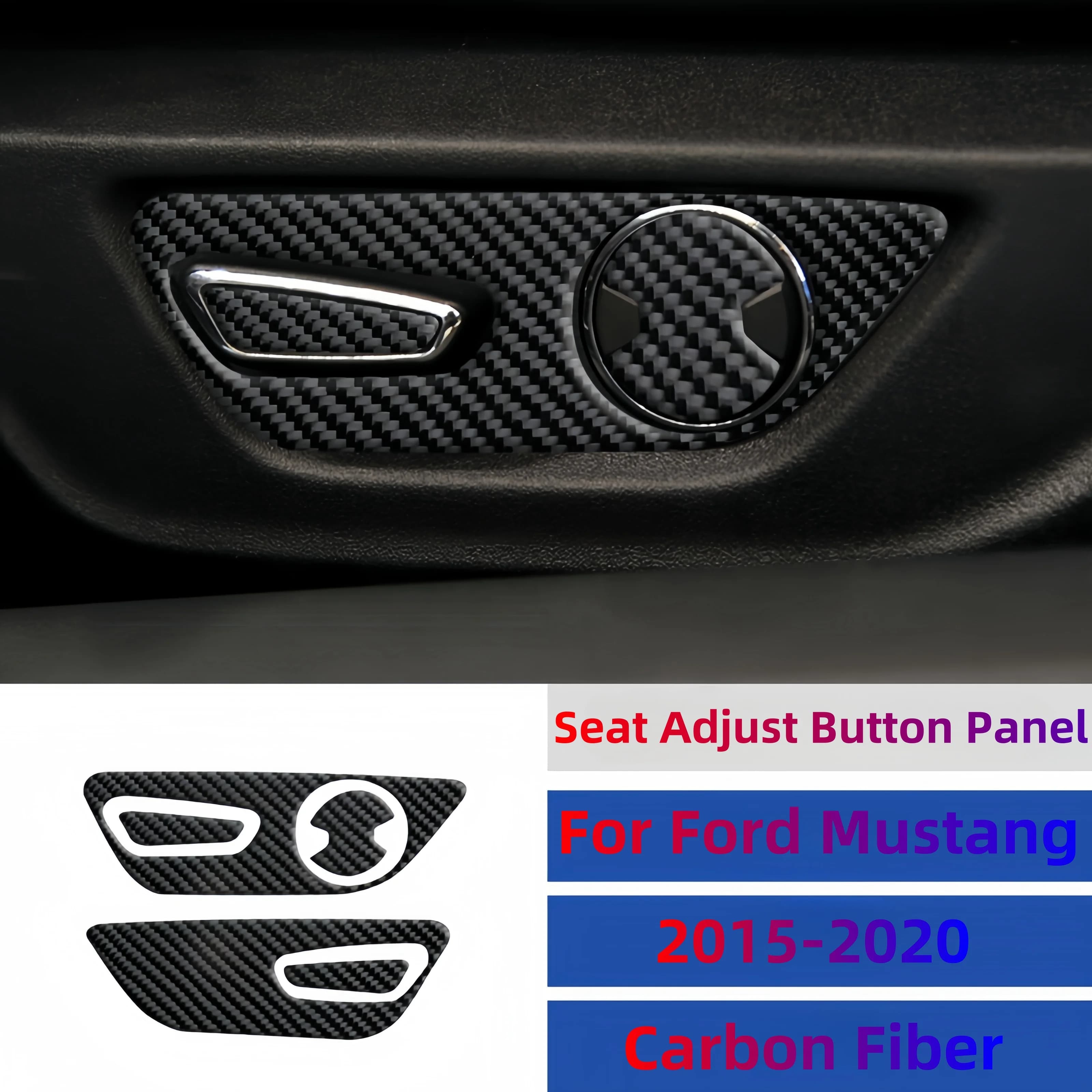 For Ford Mustang 2015-2021 Auto Carbon Fiber Seat Regular Button Cover Protective Coating Stickers Para Auto