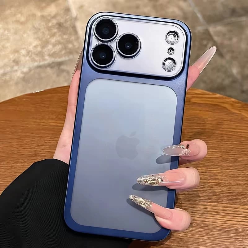 Custodia di Lusso Opaca Trasparente Elettroplaccata per Uomo e Donna per iPhone 17 Pro 16 15 14 13 12 per iPhone 17 Pro Max Cover Rigida Antiurto in PC