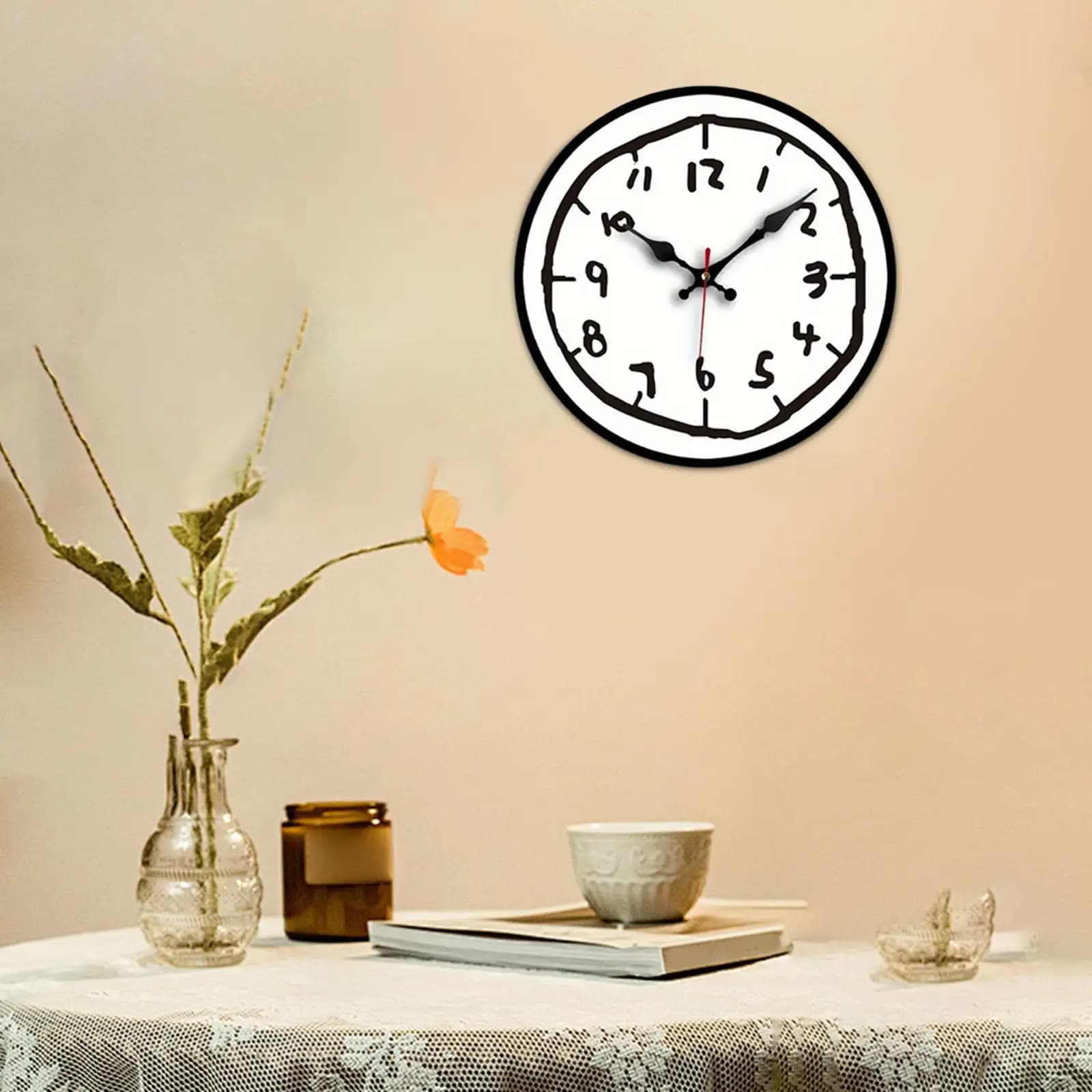 Watch Modern Silent Wall 12 Inch Round Plastic Decorative Bedroom Kids Dining Room Living Room