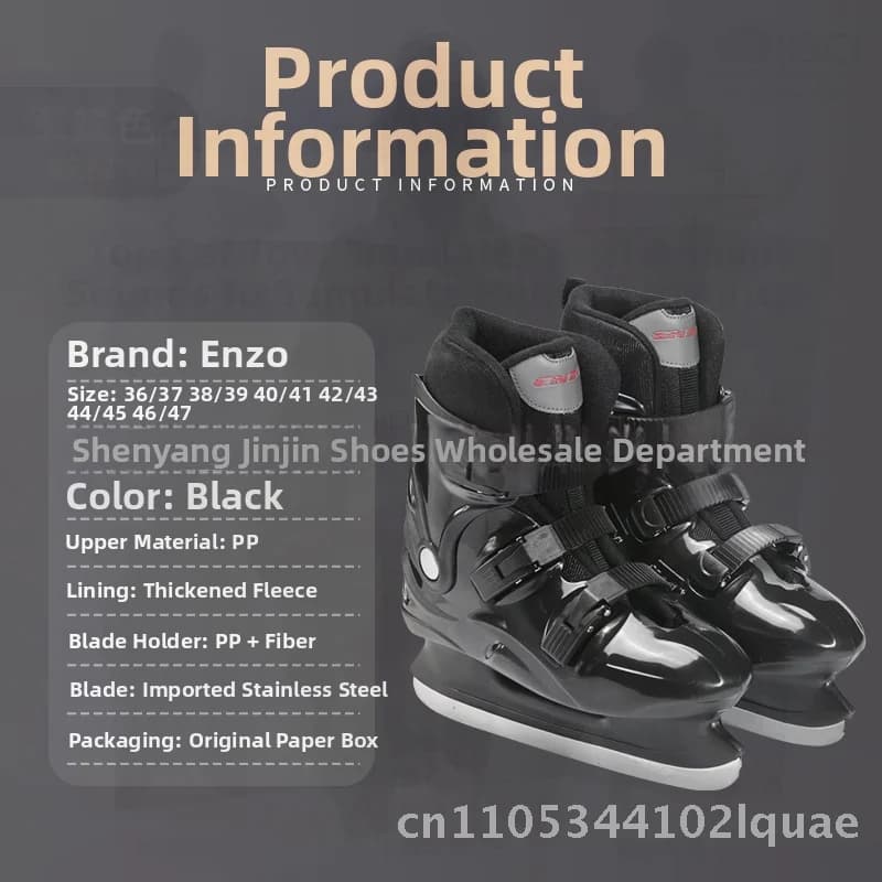 Scarpe da skate monopezzo calde unisex di dimensioni fisse per principianti e professionisti adulti Pattini da ghiaccio in acciaio inossidabile con tomaia in ABS nero