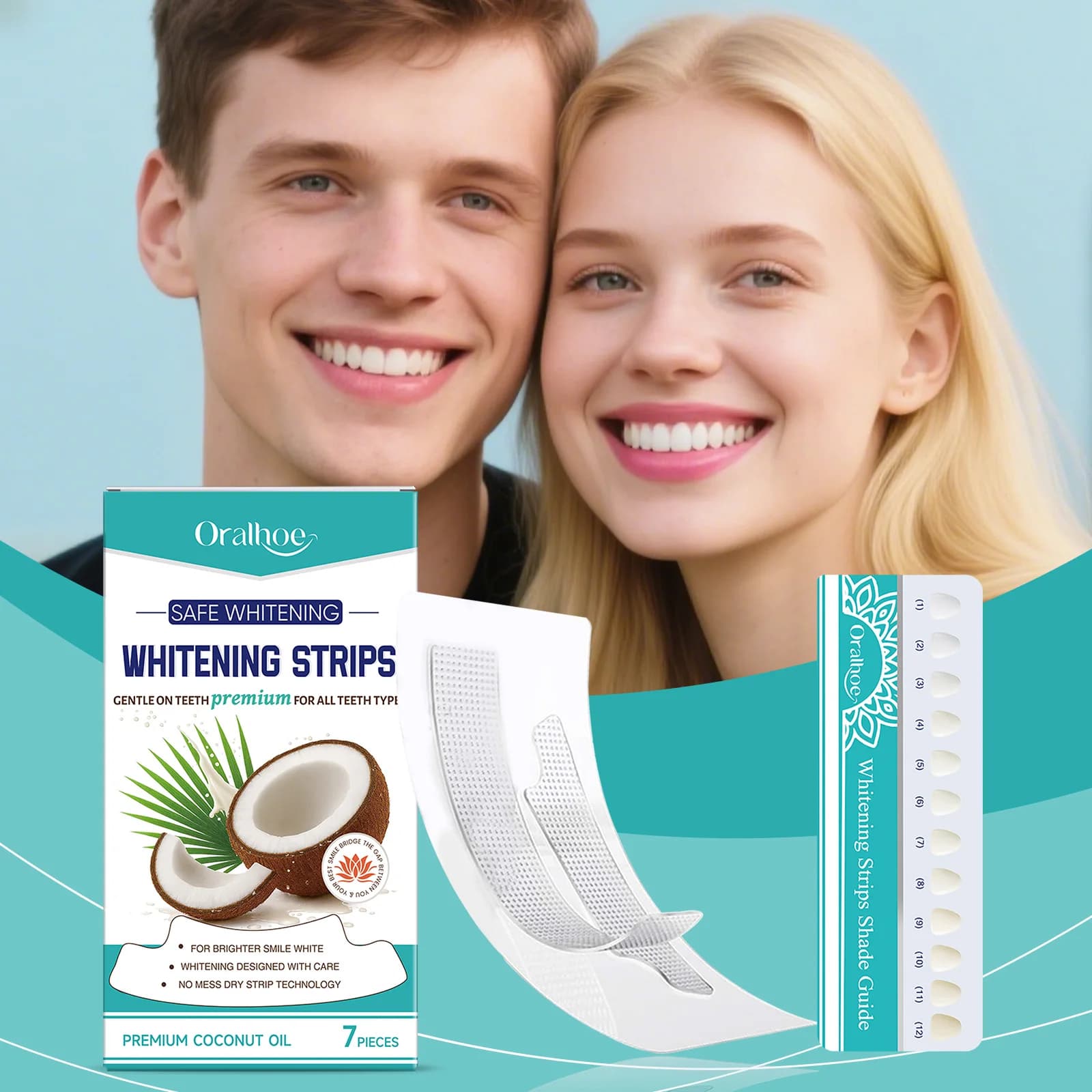Strisce Sbiancanti per Denti, Rimuovono Macchie Gialle da Fumo e Tè, Cura dell'Igiene Orale, Senza Sensibilità, Strisce Sbiancanti per Denti