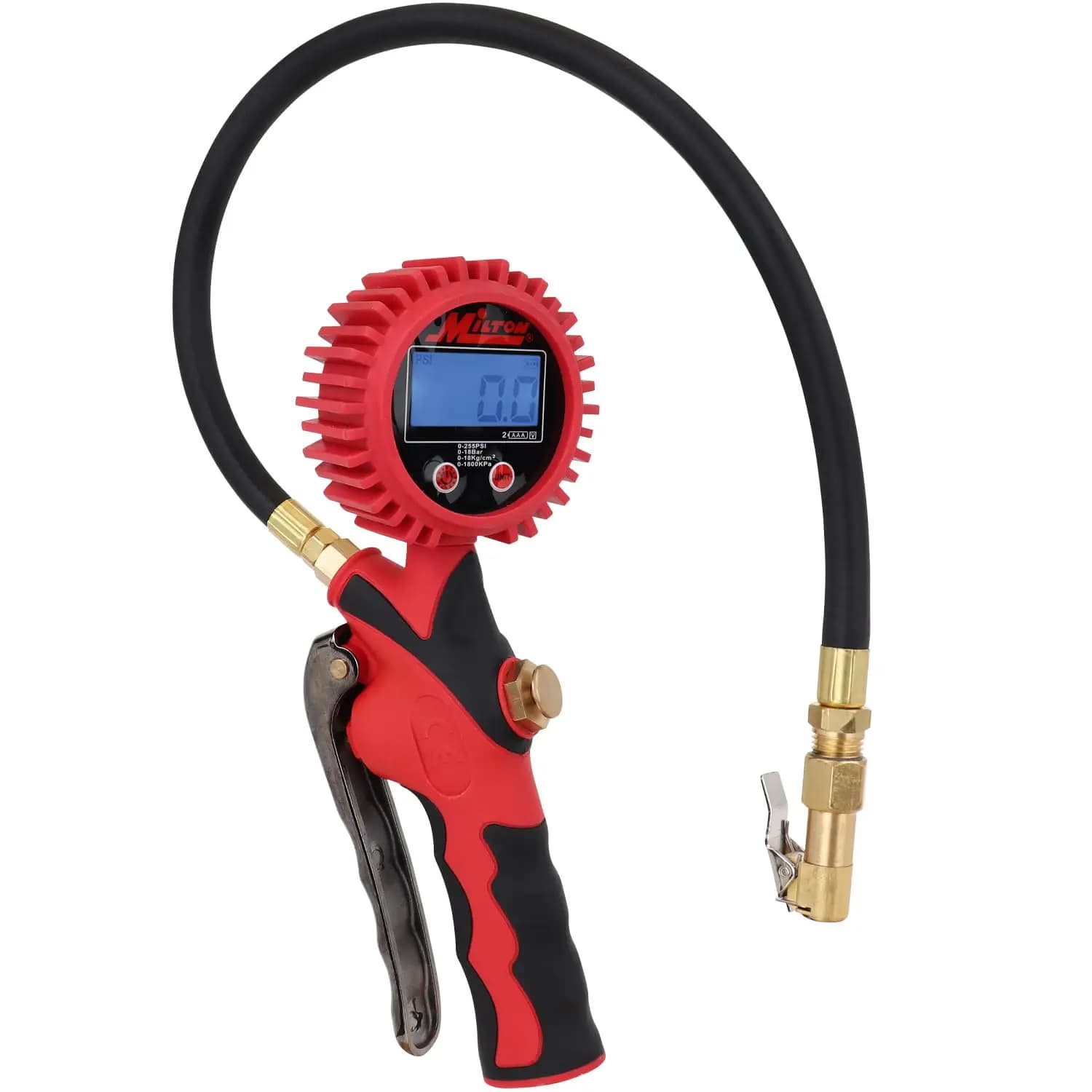 Manometro e gonfiatore digitale per pneumatici per impieghi gravosi S-568, display da 0,1 PSI, impugnatura per pistola, tubo da 20', 255 PSI massimo, 1/4' NPT, PSI/kPa/
