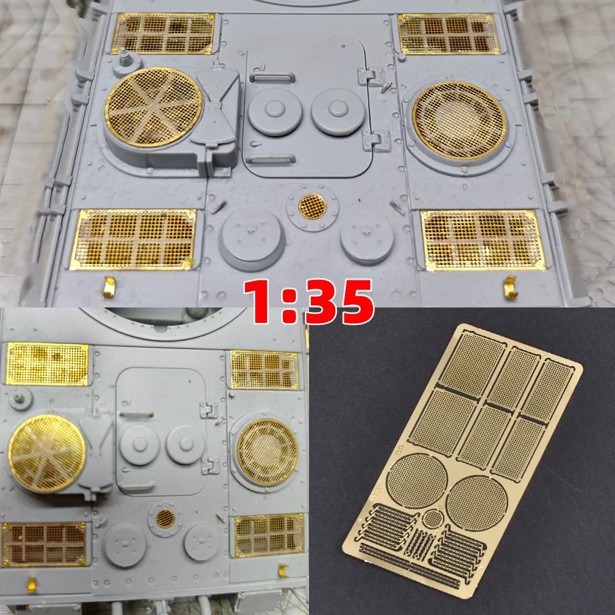 Kit modello in scala 1/35 per carro armato Panther G/F/II/2: Griglia di aspirazione aria motore, Griglia cofano aspirazione, Parti modificate, Accessori