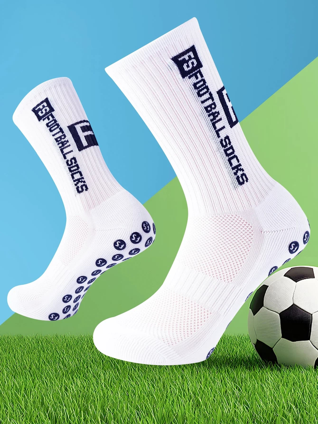 New Style FS Football Socks Round Silicone Suction Cup Grip Anti Slip Soccer Socks Sports Men Women Baseball Rugby Socks
