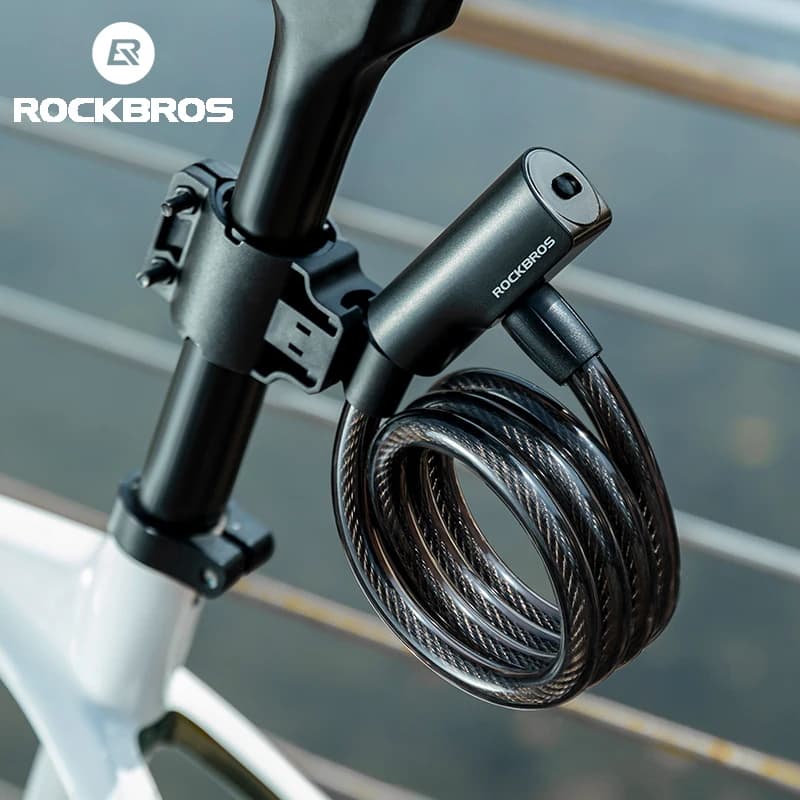 ROCKBROS Bicycle Lock Portable Anti-theft Bike Cable Lock with Keys Zinc Alloy Motorcycle Scooter MTB Road Round Cycling Lock
