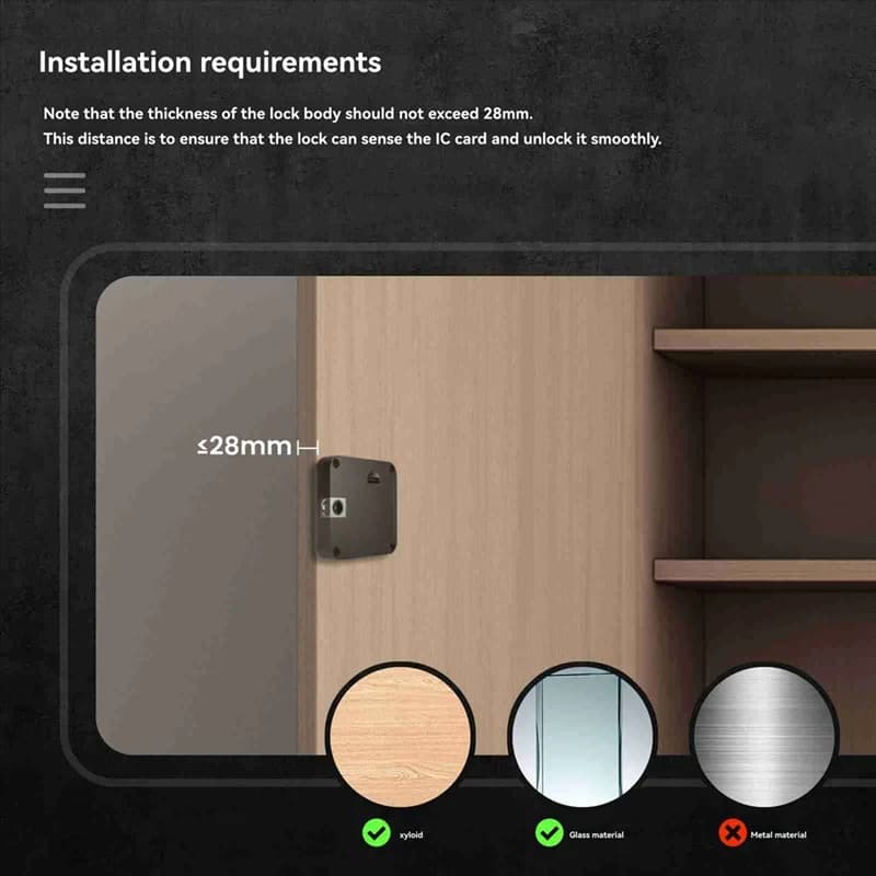 ZIZI Tuya Bluetooth Smart Lock NFC IC Card Sblocco App Telecomando per comodino Porta dell'armadio Cassetto