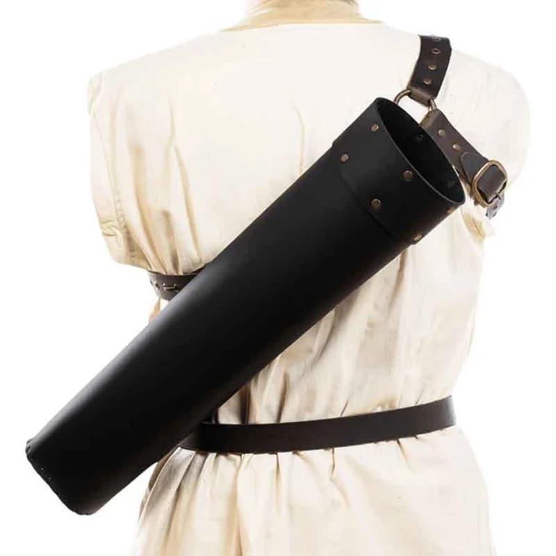 Porta freccia per faretra da caccia in pelle PU medievale Cavaliere vichingo Archer Accessorio per costume cosplay Borsa da tiro con arco Steampunk LARP