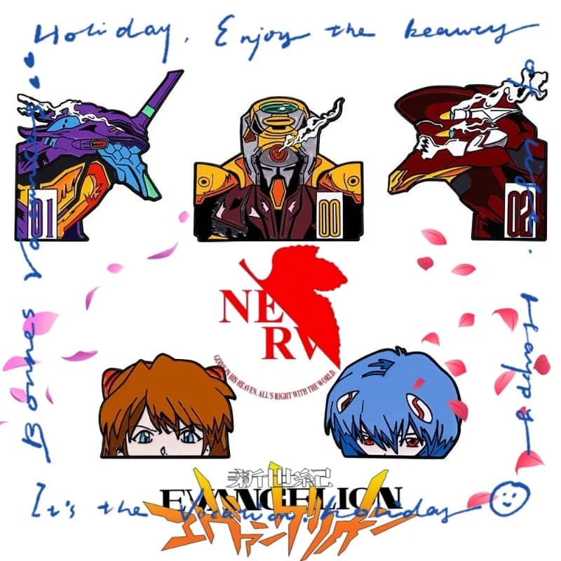 Spilla in metallo smaltato Neon Genesis Evangelion EVA, distintivo Asuka Ayanami Rei Shinji, decorazione per zaino e borsa, regalo per fan dell'anime