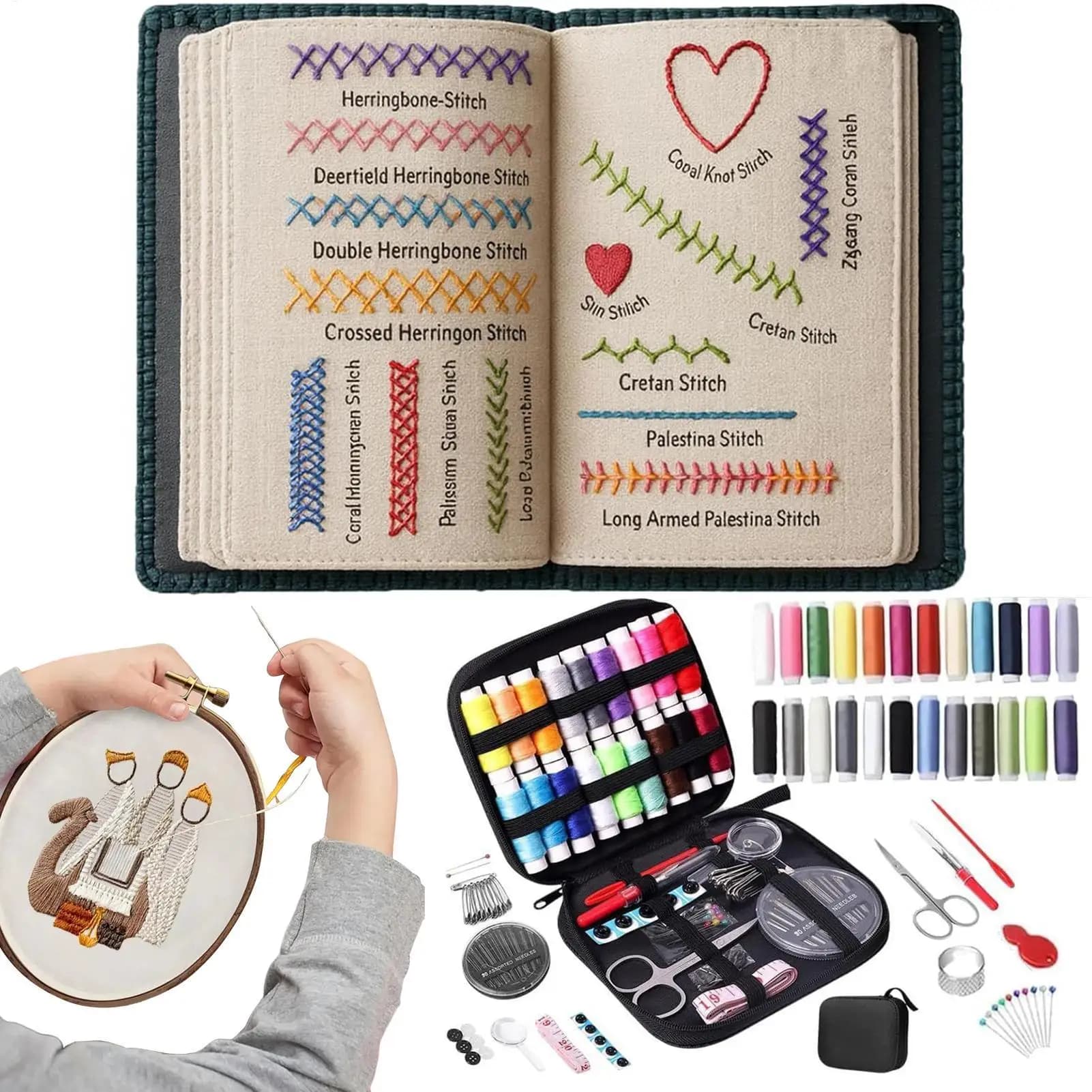 Embroidery Book For Beginners 106 Patterns Portable Instructional Tutorial Sewing Tools Adults Beginners Hand Embroidery Kit