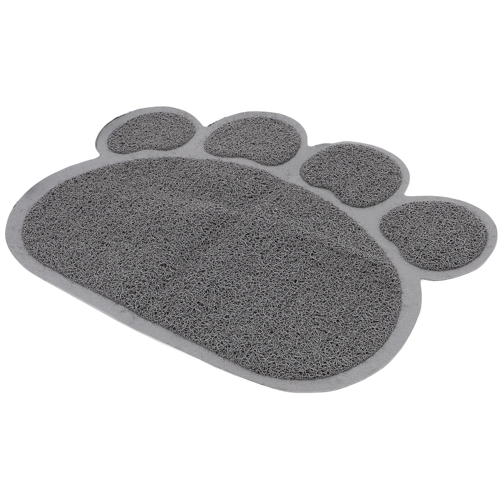 Paw-Shaped Cat Litter Mat Leakproof Non-Slip Grey Cat Feeding Pad Litter Rug Kitten Puppy Mat Entrance Rug Cartoon Doormats