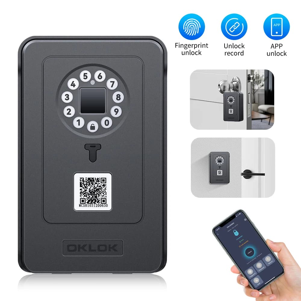Bluetooth Keychain with Wireless Smartlock Box Code Lock Wall Mount App for fingerprints digital code secure key for home office