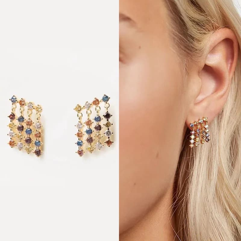 Earrings with pure silver s925 diamonds, original niche design, gift for friends, light luxury women's jewelry